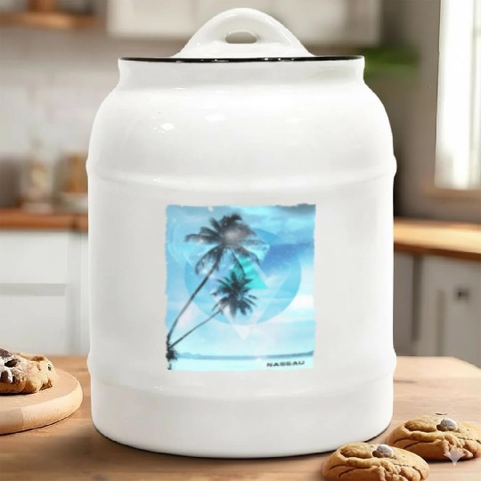 Artistic Nassau Bahamas Palm Tree Vacation Ceramic Cookie Jars
