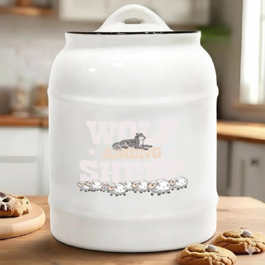 Wolf Among Sheep Wolves Animal Werewolf Wolf Lover Ceramic Cookie Jars