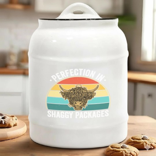 Perfection In Shaggy Packages Highland Cow Ceramic Cookie Jars