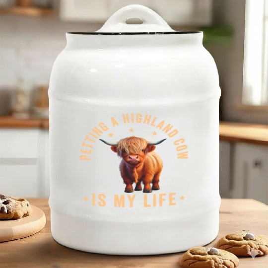 Petting A Highland Cow Is My Life Scottish Cattle Ceramic Cookie Jars