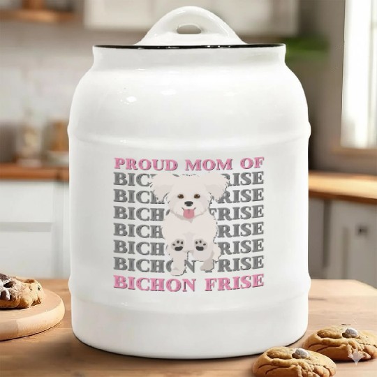 Proud mom of Bichon Frise cute puppy dog mom dad Ceramic Cookie Jars