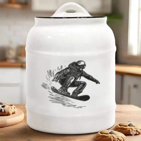 Snowboarding Jump Style Crass Snowboard Move Ceramic Cookie Jars