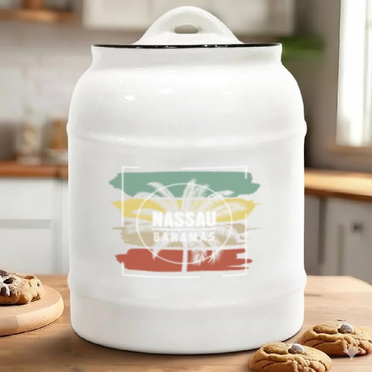 Nassau Bahamas Artistic Palm Tree Retro Ceramic Cookie Jars