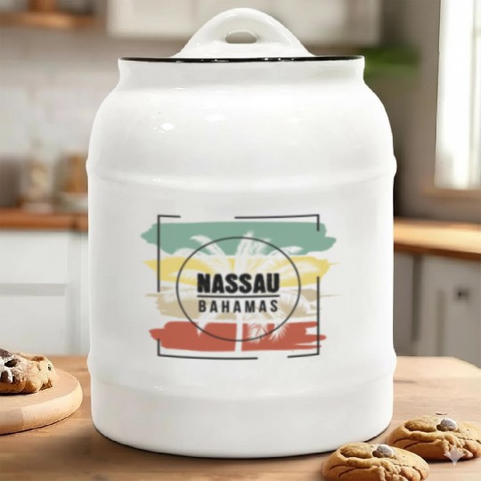 Nassau Bahamas Palm Tree Retro Artistic Ceramic Cookie Jars