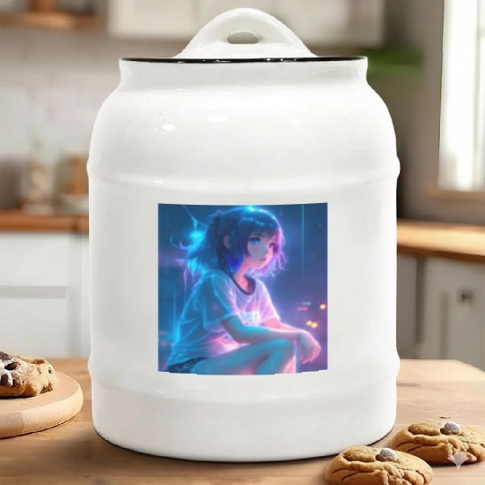 Young cute anime girl Ceramic Cookie Jars