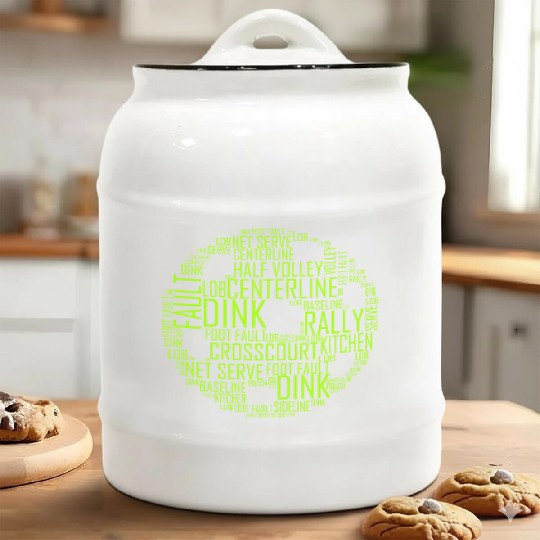 Green Pickle Ball Ceramic Cookie Jars