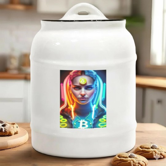 Bitcoin Woman Ceramic Cookie Jars