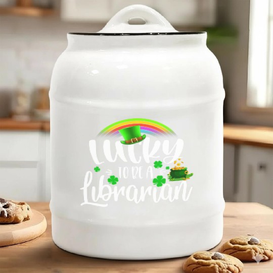 Irish Lucky To Be A Librarian St Patricks Day Ceramic Cookie Jars