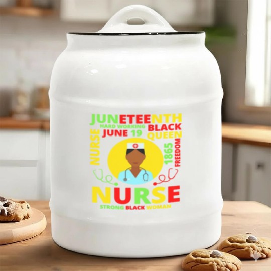 Juneteenth Black Nurse Costume Melanin Black Ceramic Cookie Jars