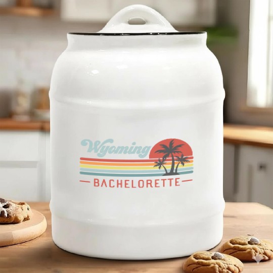 Wyoming Bachelorette, Palm Trees & Vintage Sunset Ceramic Cookie Jars