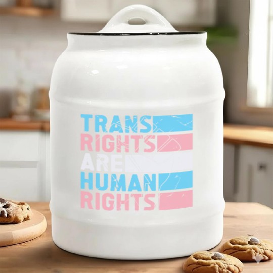 Trans Rights Are Human Rights Support LGBT Pride Ceramic Cookie Jars