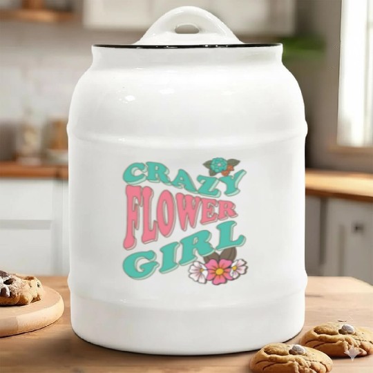 Crazy flower girl Ceramic Cookie Jars