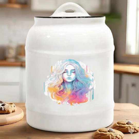 Glimmering Holographic Girl The Future is Now Ceramic Cookie Jars