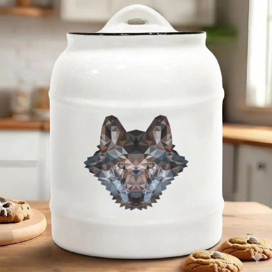 Wolves | Polygon Wolf Head | Low Poly Werewolf Ceramic Cookie Jars