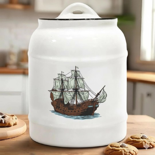Columbus Day 1492 Ship Ceramic Cookie Jars