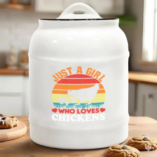 Just a Girl Who Loves Chickens Farmer Farm Mens Ceramic Cookie Jars