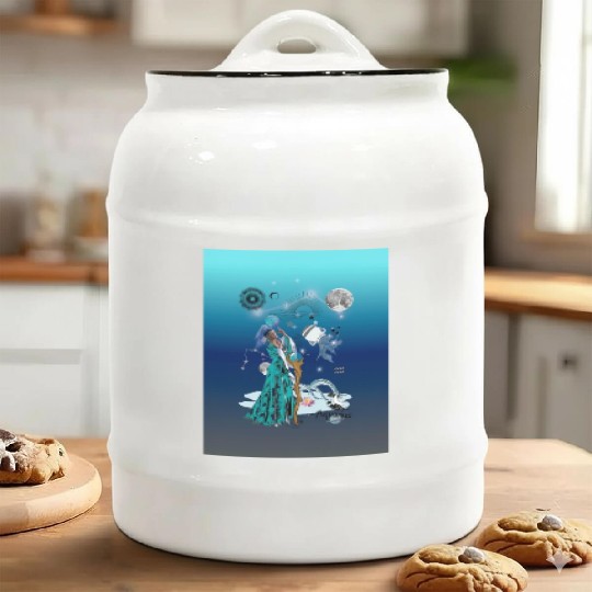 Zodiac sign Aquarius in the unique version Graphic Ceramic Cookie Jars