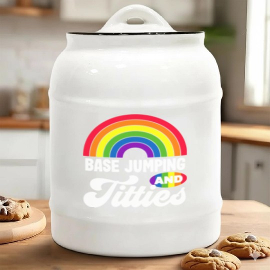Base Jumping And Titties Funny Lgbt Gay Pride s Ceramic Cookie Jars