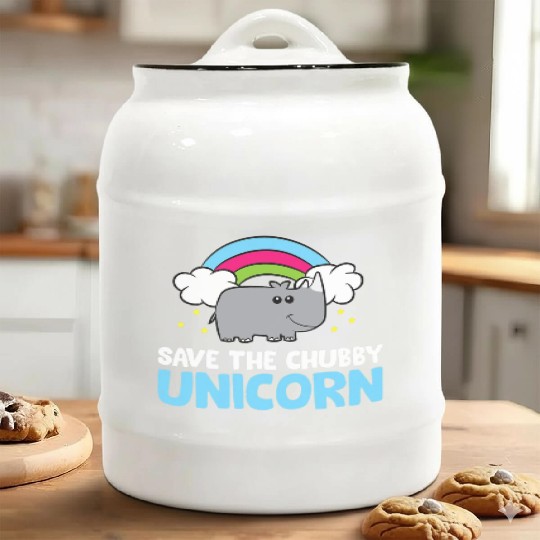 Save The Chubby Unicorn Rhinoceros Cute Rhino Ceramic Cookie Jars