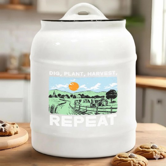 Dig Plant Harvest Repeat I Agriculture Farmer Ceramic Cookie Jars