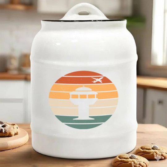 Retro Air Traffic Control Tower Ceramic Cookie Jars