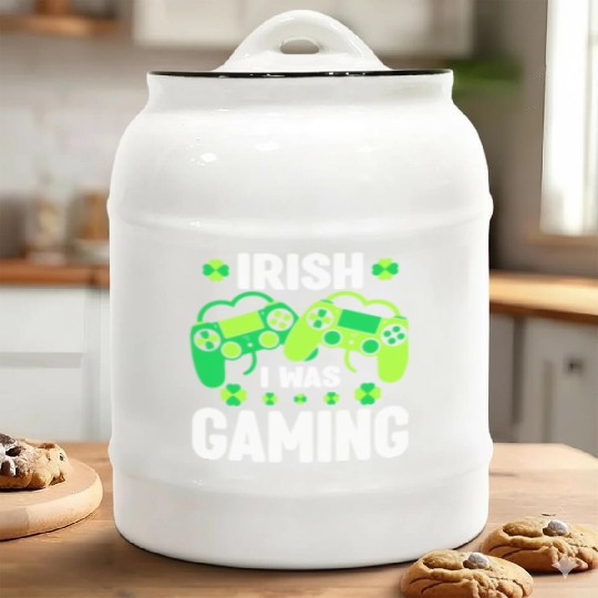 Irish I Was Gaming Video Game Irish Flag St Patric Ceramic Cookie Jars