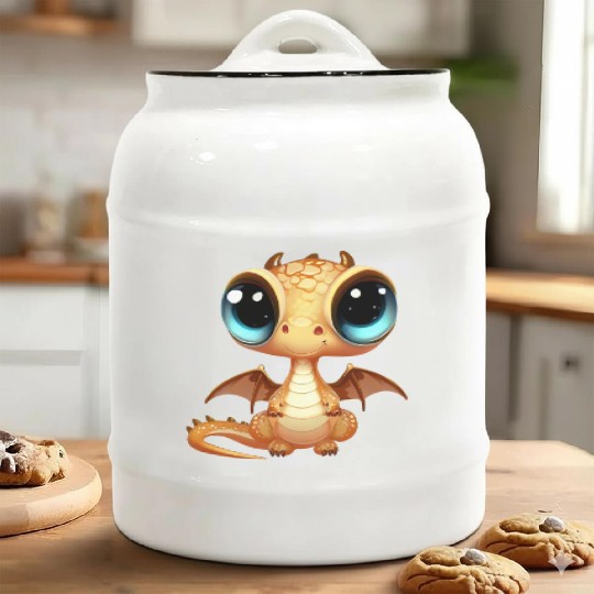 CUTE DRAGON FANTASY MEDIEVAL TIMES PUPPY BABY Ceramic Cookie Jars