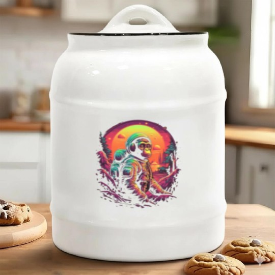 Astronaut Monkey Chimp Space Cosmonaut Futuristic Ceramic Cookie Jars