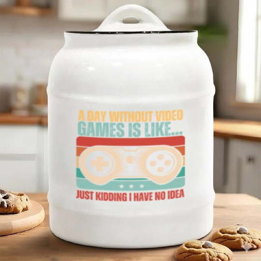 Retro Sunset Video Game Lover Ceramic Cookie Jars