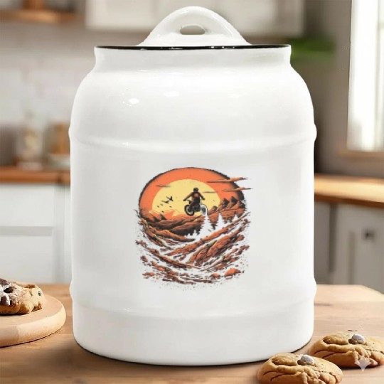 Dirt Bike Mountain Dirt Biking Motocross Biker Ceramic Cookie Jars