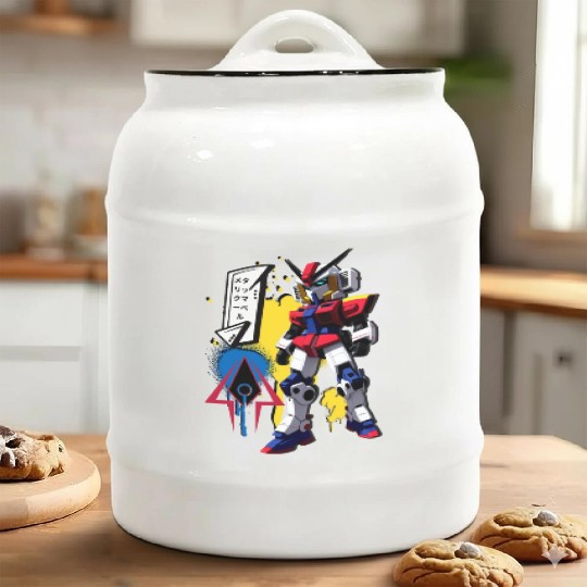 Chibi Mecha: A Cute Cyberpunk Design 10 Ceramic Cookie Jars