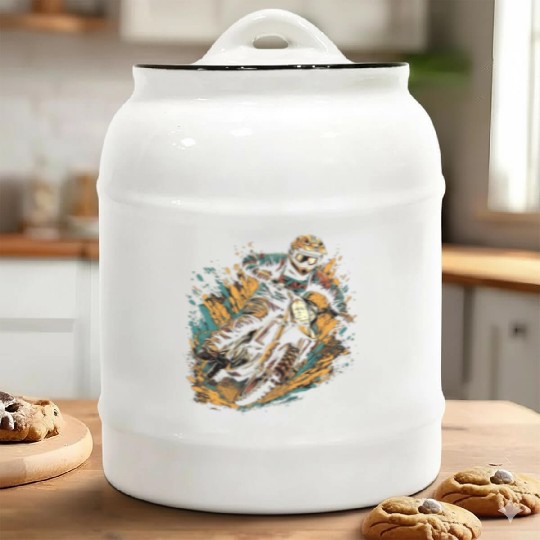 Dirt Bike Racer Biker Motorcycle Riding Motocross Ceramic Cookie Jars