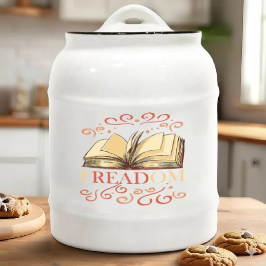 Freadom book lover book worm reading librarian Ceramic Cookie Jars
