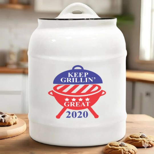 Keep Grillin Great 2020 Guys Republican Funny Gift Ceramic Cookie Jars