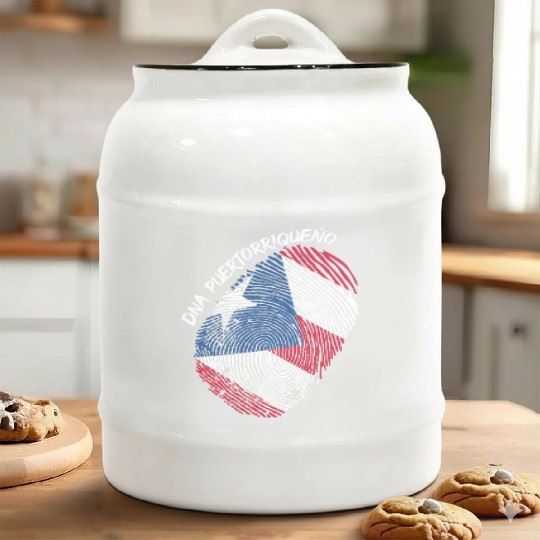 Puerto Rico Flag Fingerprint For Boricua Usa Fans Ceramic Cookie Jars