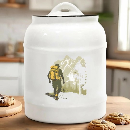Hiking Mountain Adventure Ceramic Cookie Jars