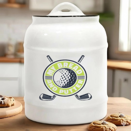 My Bread And Putter Player Pro Golfer Golfing Ceramic Cookie Jars