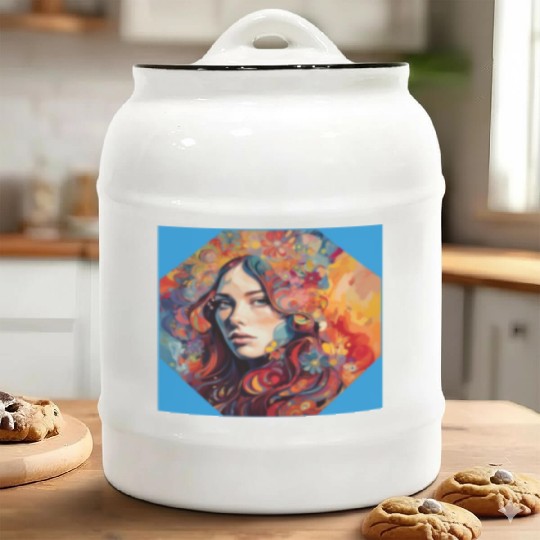 Psychedelic bloom Floral Fantasia Ceramic Cookie Jars