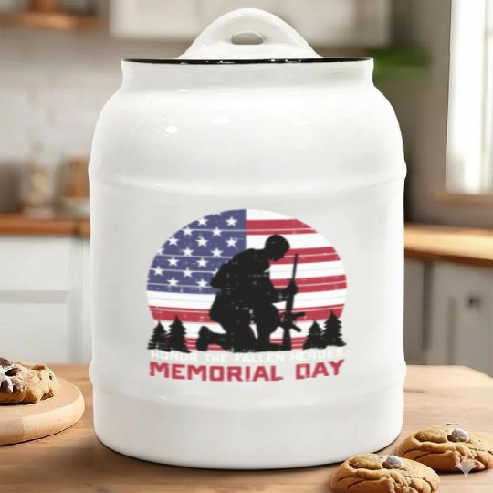 Honor The Fallen Heroes Memorial Day Us Flag Ceramic Cookie Jars