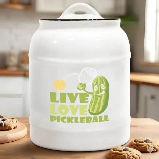 Live Love Pickleball Who Loves Pickle And Ball Ceramic Cookie Jars