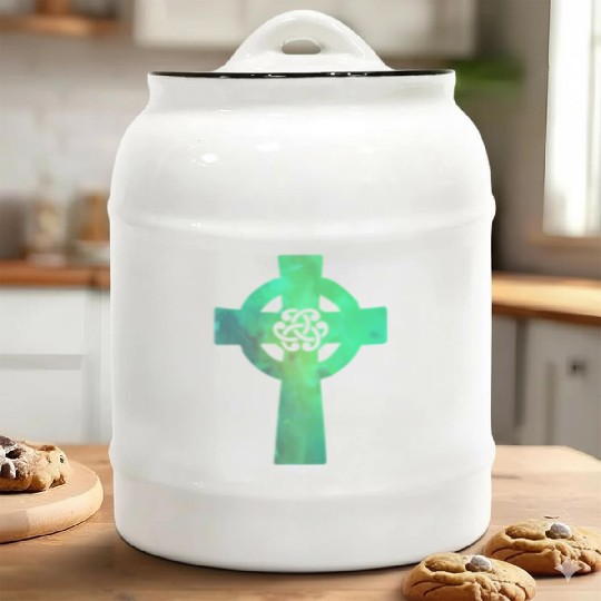 Irish Celtic Cross Knot St Patrick'S Day Christian Ceramic Cookie Jars