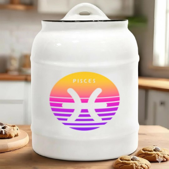 Pisces Zodiac Sign Sunset Pisces Ceramic Cookie Jars