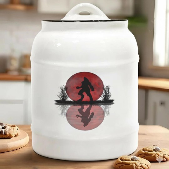 Werewolf Under A Full Blood Moon Howling Ceramic Cookie Jars