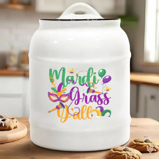 Carnival New Orleans Celebrate Tuesday Ceramic Cookie Jars