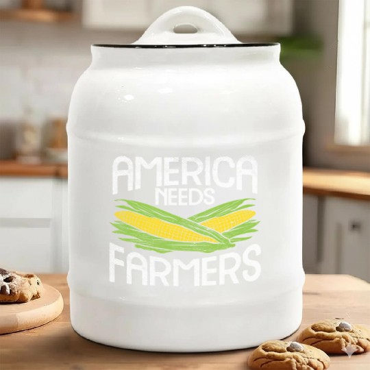 America Needs Farmers Agriculture Corn Farming Ceramic Cookie Jars