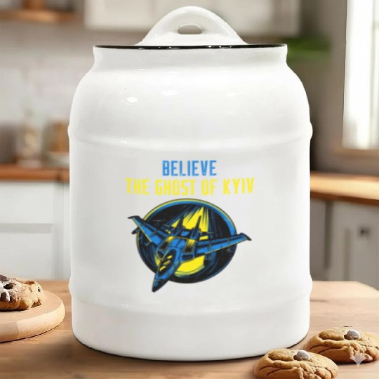 The Ghost Of Kyiv Believe Ukraine I Stand With Ukr Ceramic Cookie Jars