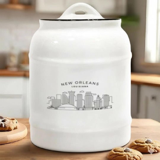 New Orleans Skyline Nola New Orleans Louisiana Ceramic Cookie Jars