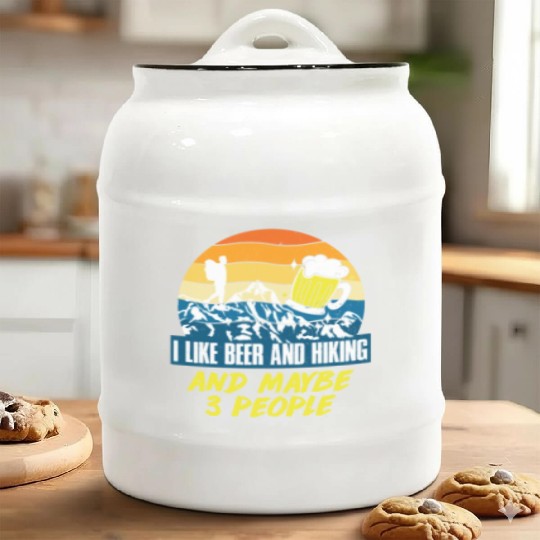 I like Beer and Hiking Mountain lover Wanderlust Ceramic Cookie Jars