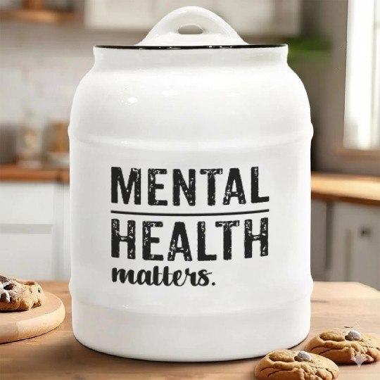 Mental Health Matters Wear Green Ceramic Cookie Jars