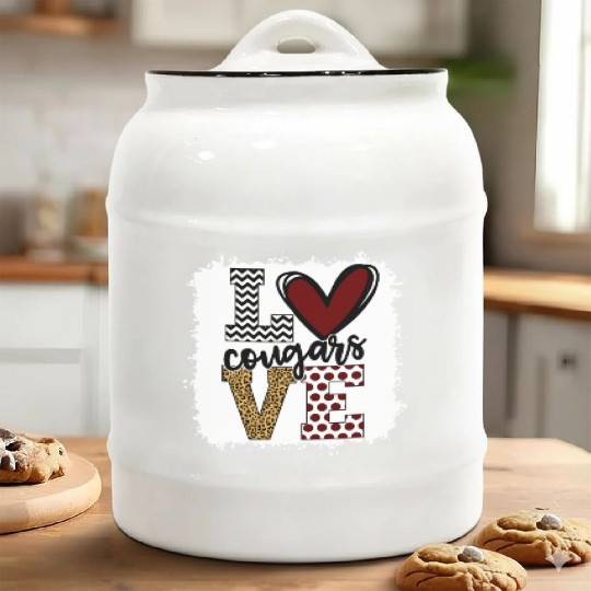 Cougars Mascot Love School Spirit Fantastic Ceramic Cookie Jars